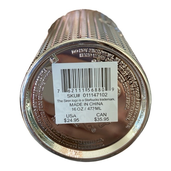 Starbucks Winter 2023 Limited Edition Silver Mirrored Grid Tumbler Cold Cup New - Picture 2 of 2